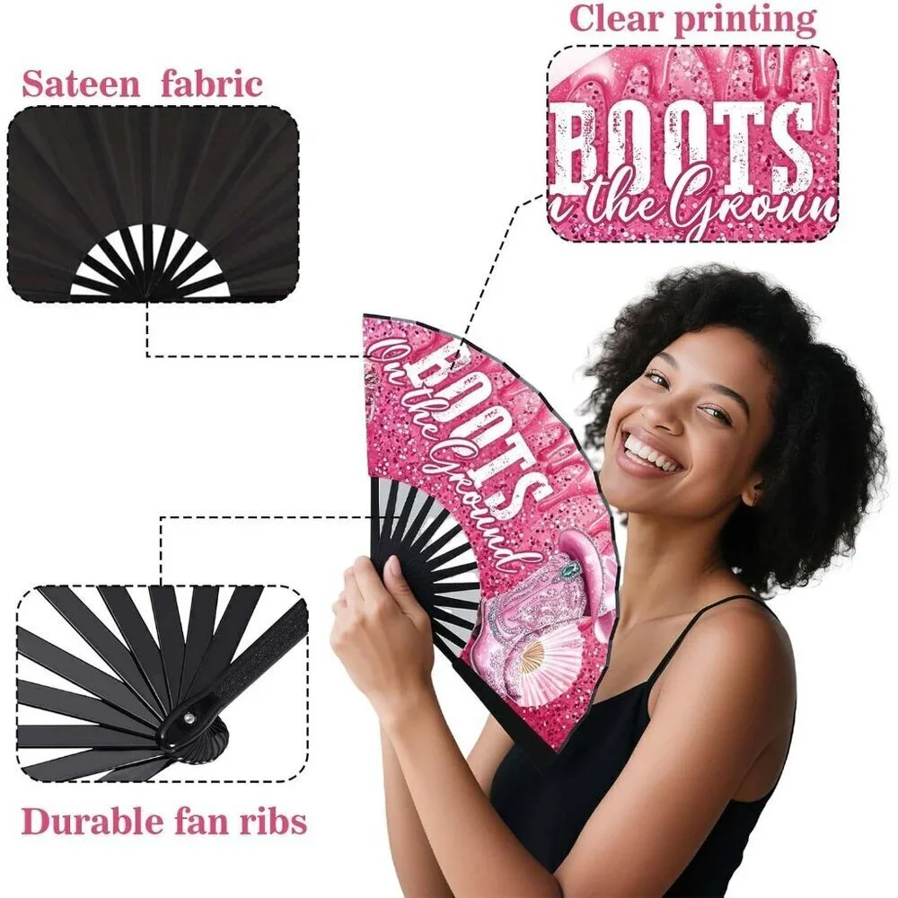 Large Foldable Hand Fan for Line Dancing Western Style Cool Gift for Women Men